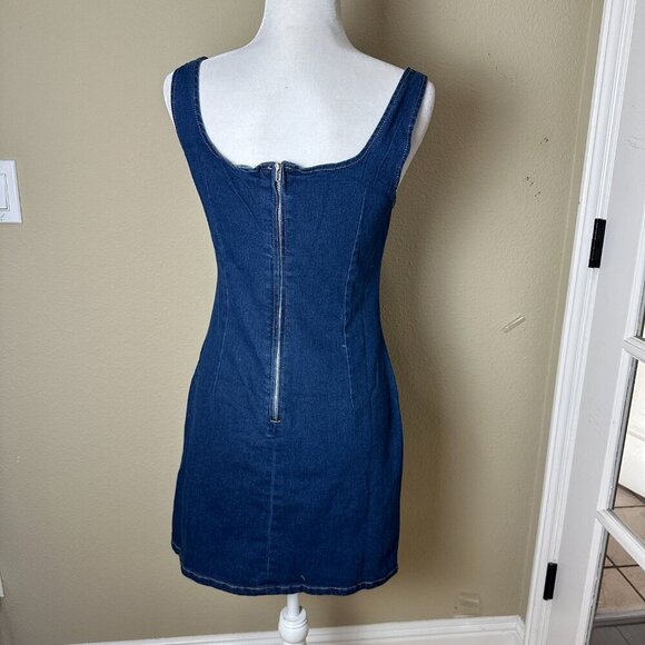 NWT SHEIN Petite Medium Stretch Denim Jeans Jean Mini Dress with Slit - Picture 6 of 12